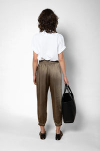 LOUISE SATIN PANT - OLIVE
