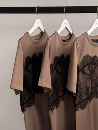 CECILE LACE TEE - CLAY