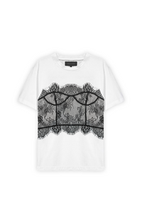 CECILE LACE TEE - CLAY