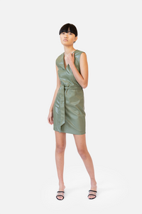 LOUGH LEATHER DRESS - MOSS