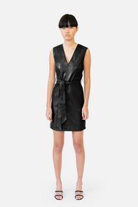 LOUGH LEATHER DRESS - MOSS