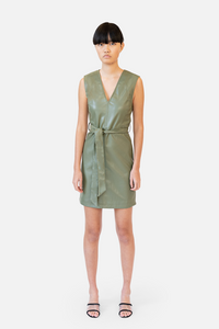 LOUGH LEATHER DRESS - MOSS