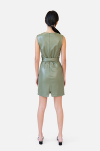 LOUGH LEATHER DRESS - MOSS