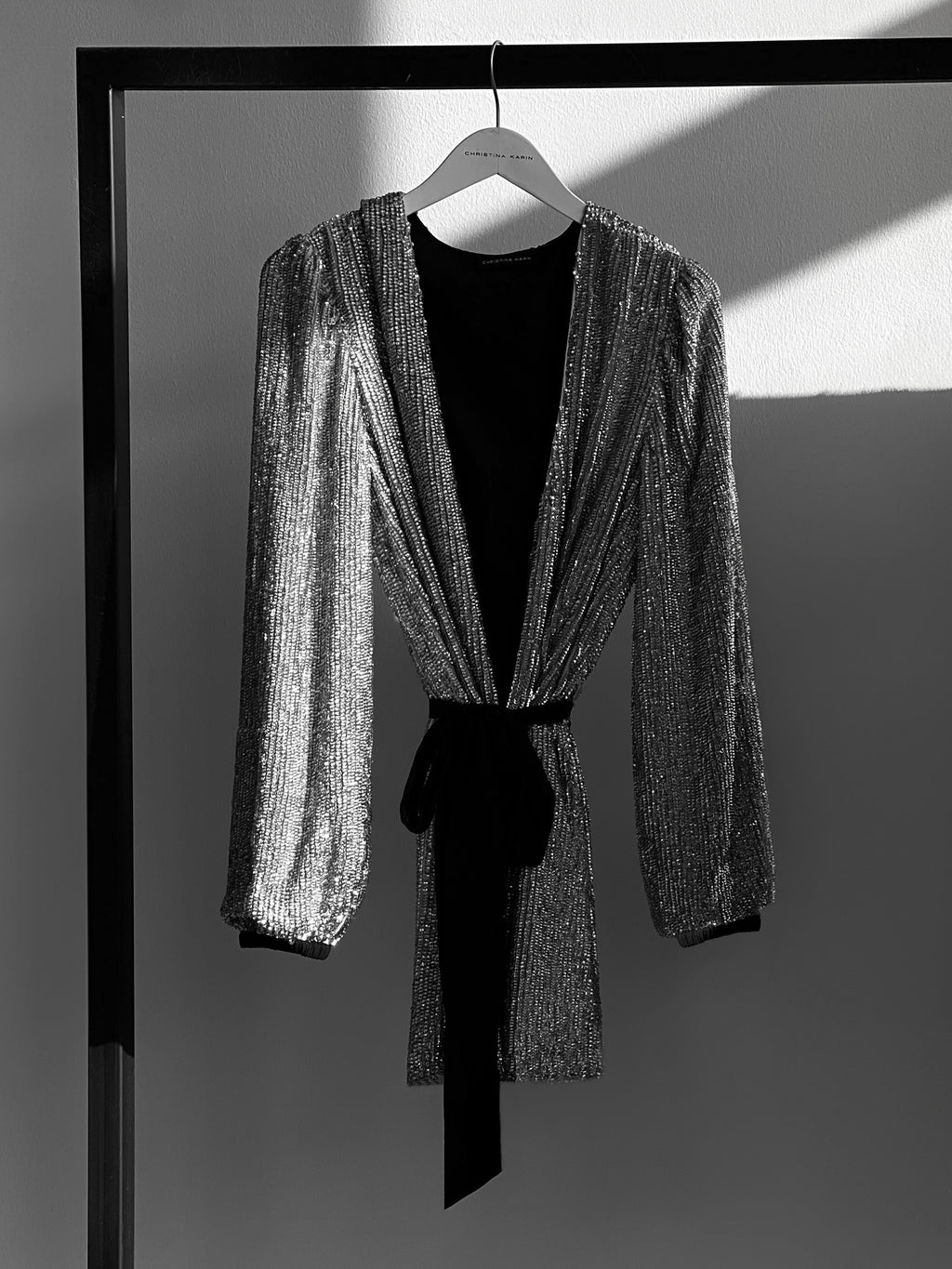 sequin wrap blazer dress SEQUIN WRAP BLAZER/DRESS
