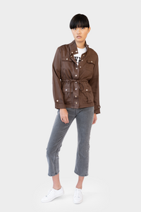 WILLOW CONVERTIBLE CARGO JACKET - CHOCOLATE BROWN