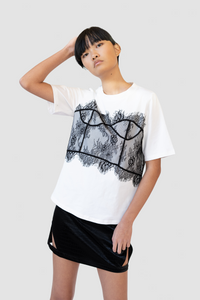 CECILE LACE TEE - CLAY