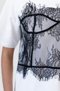 CECILE LACE TEE - CLAY