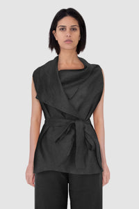 DAWN WRAP TOP - BLACK