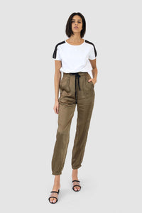 LOUISE SATIN PANT - OLIVE