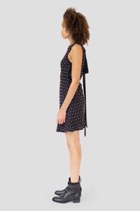 AMELIE SILK PEARL DRESS - NOIR