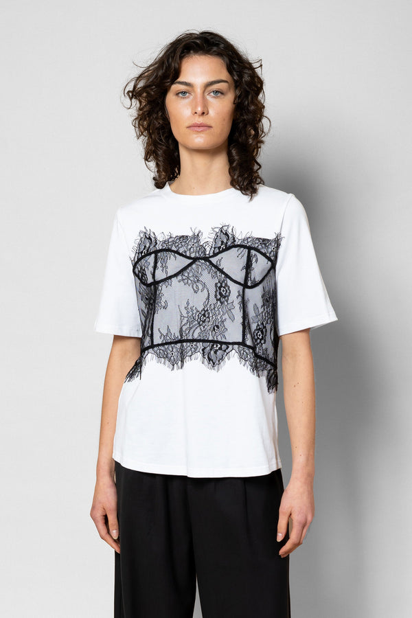 CECILE LACE TEE - WHITE – CHRISTINA KARIN