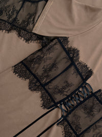 CECILE LACE TEE - CLAY