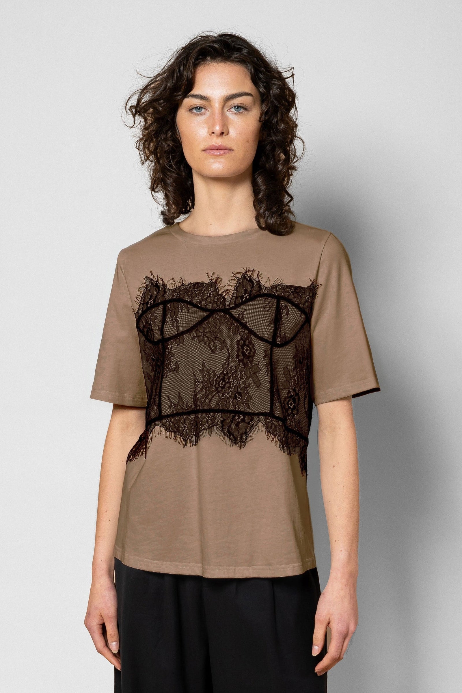 CECILE LACE TEE - CLAY – CHRISTINA KARIN