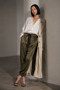 LOUISE SATIN PANT - OLIVE
