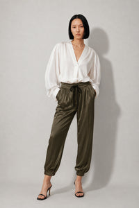 LOUISE SATIN PANT - OLIVE