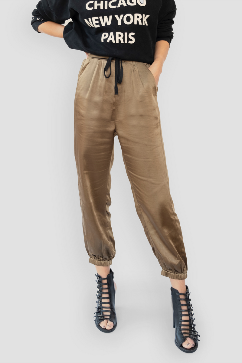 LOUISE SATIN PANT - RUST