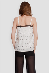 COLETTE SILK PEARL CAMISOLE - CREAM