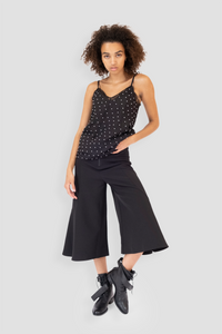 COLETTE SILK PEARL CAMISOLE - NOIR