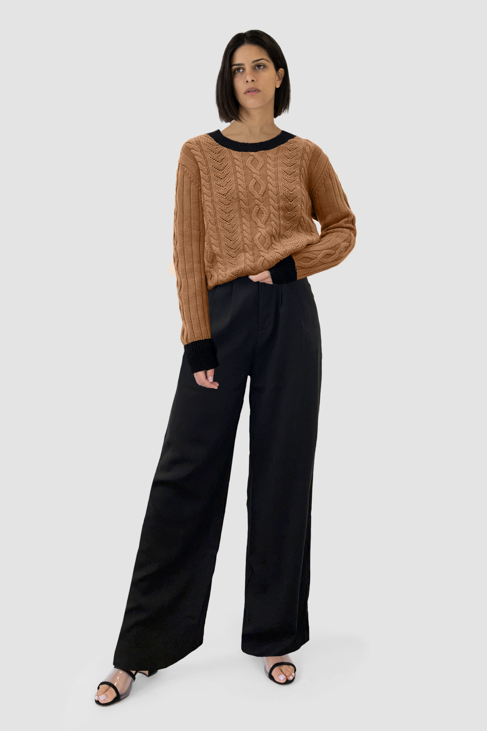 【Nikki】W/Li 2tuck Wide Tapered Trousers Nikki】W/LI 2TUCK WIDE TAPERED Nikki】W/LI 2TUCK WIDE TAPERED