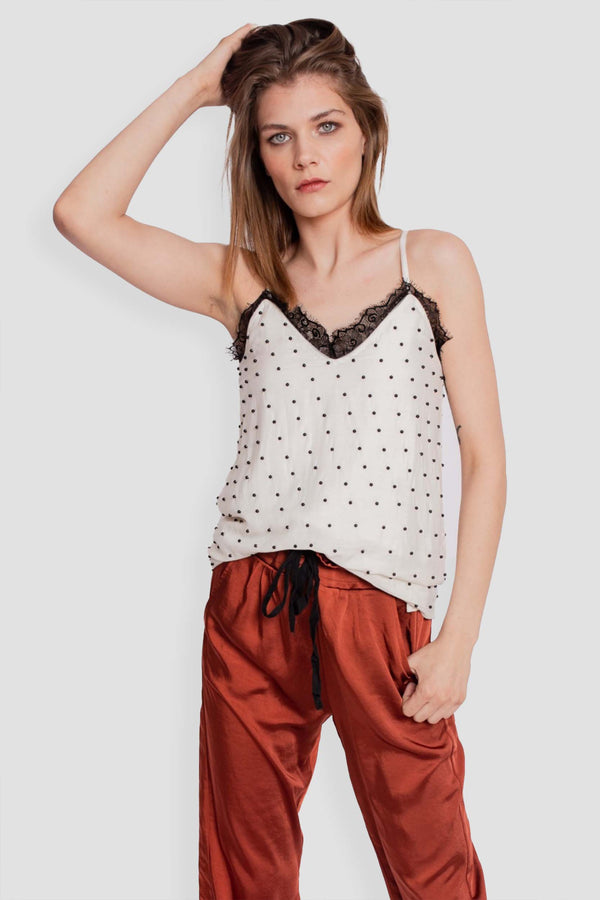 COLETTE SILK PEARL CAMISOLE - CREAM
