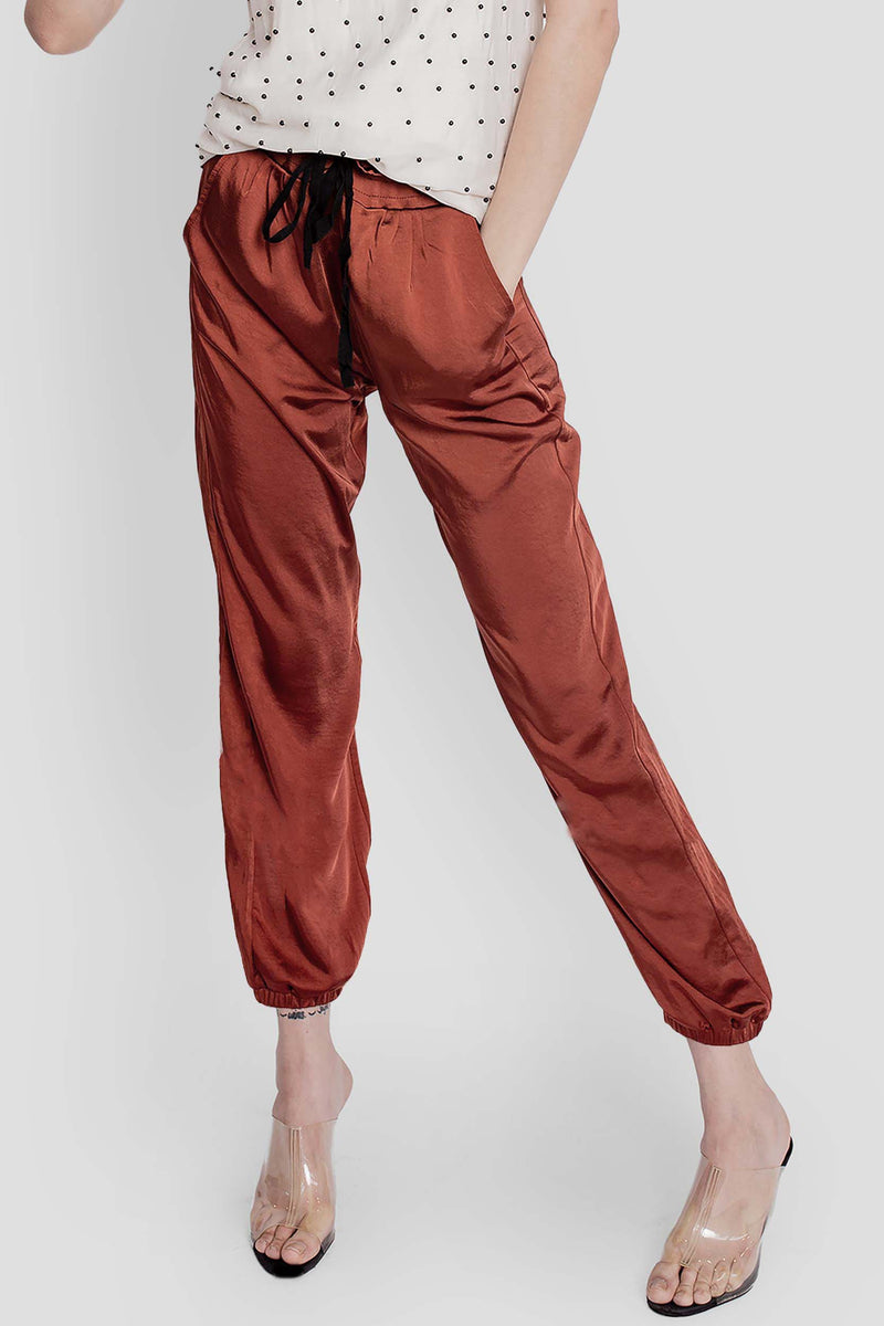 LOUISE SATIN PANT - RUST