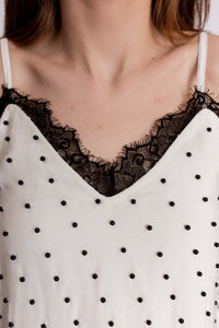 COLETTE SILK PEARL CAMISOLE - CREAM