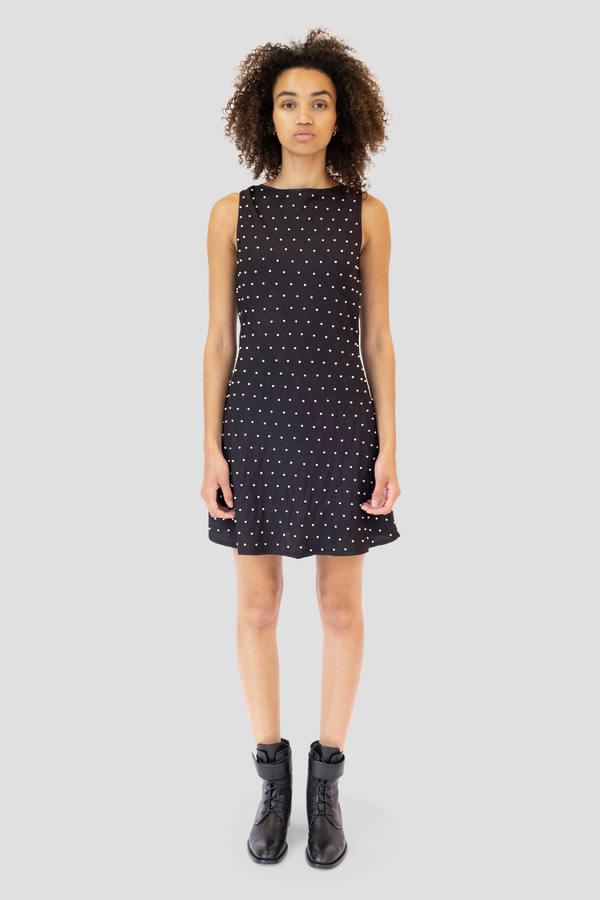 AMELIE SILK PEARL DRESS - NOIR