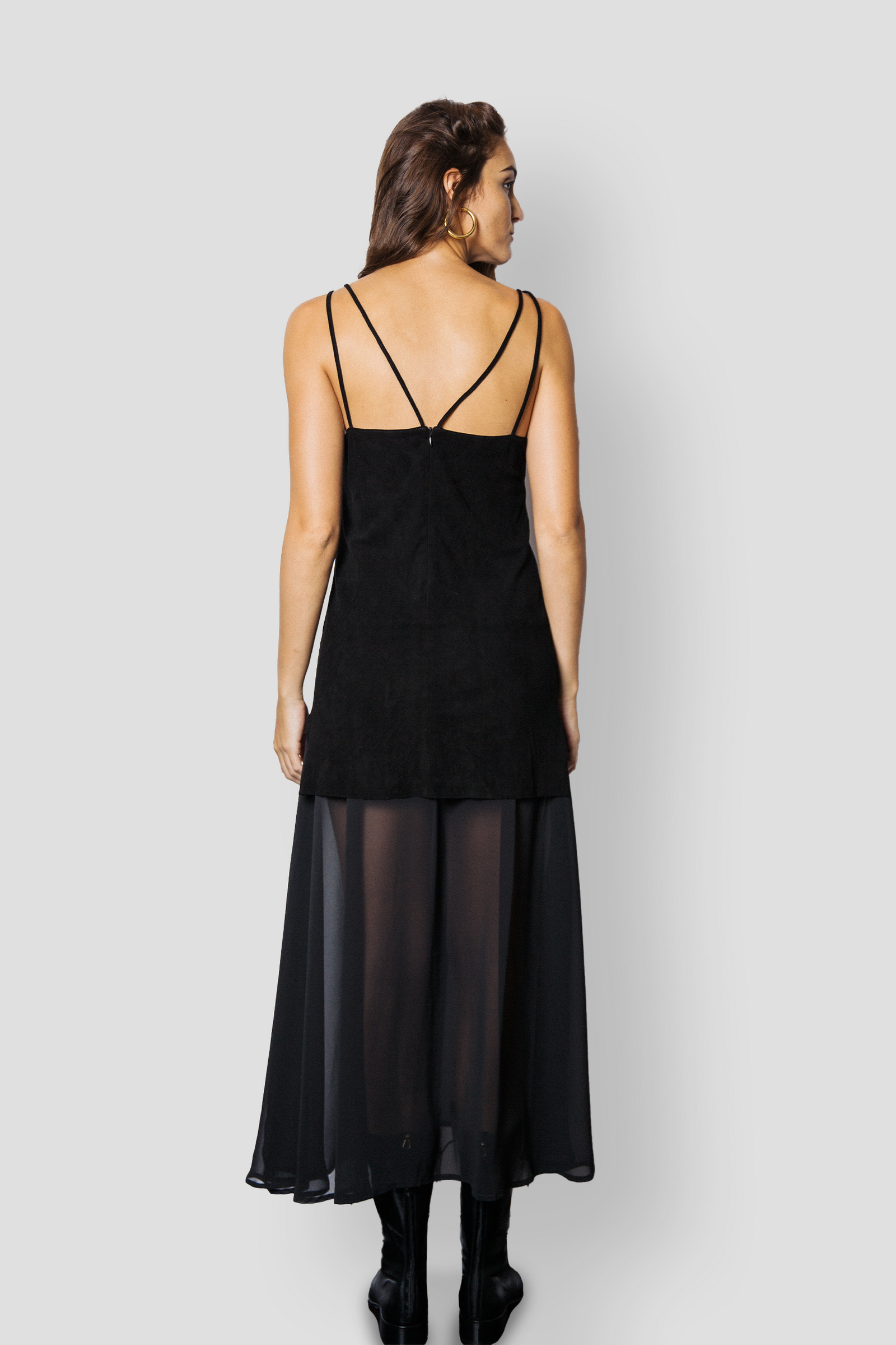 MARNI SUEDE & CHIFFON MAXI DRESS – CHRISTINA KARIN