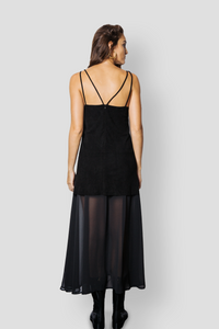 MARNI SUEDE & CHIFFON MAXI DRESS