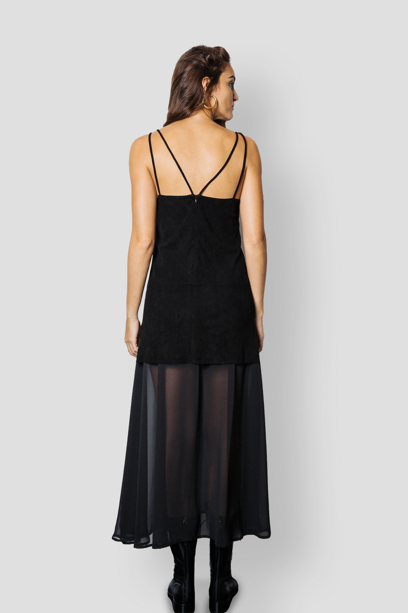 MARNI SUEDE & CHIFFON MAXI DRESS